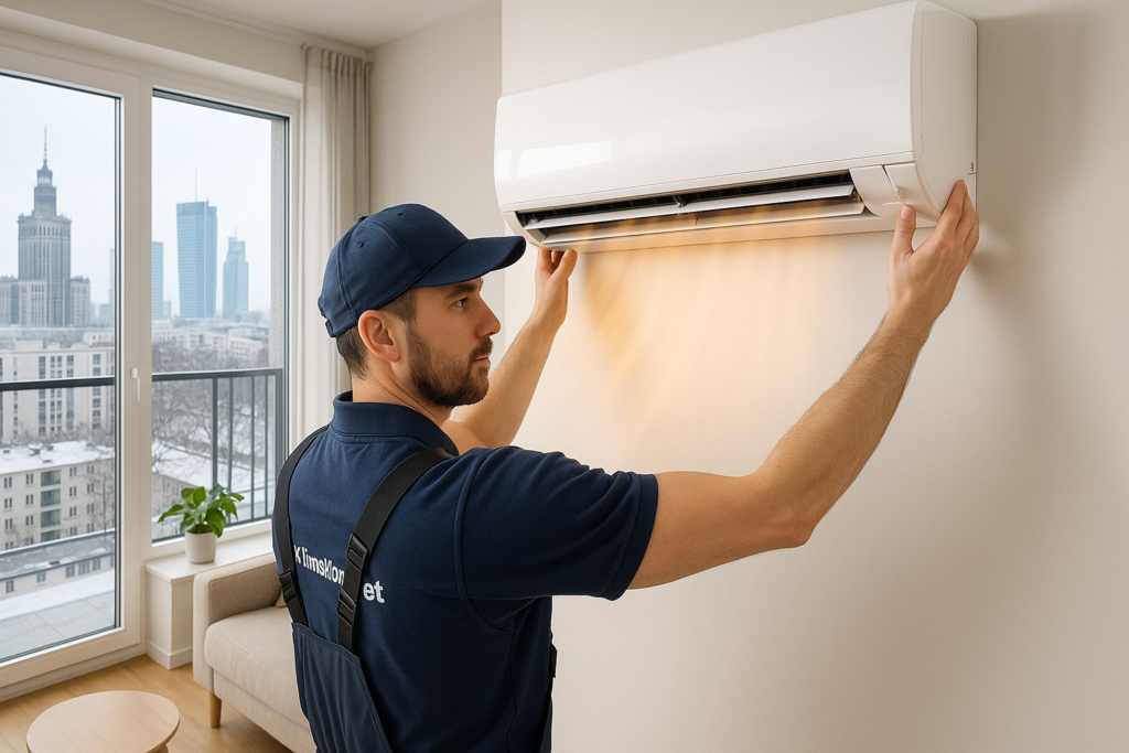 Montaż klimatyzacji z funkcją grzania w mieszkaniu w Warszawie